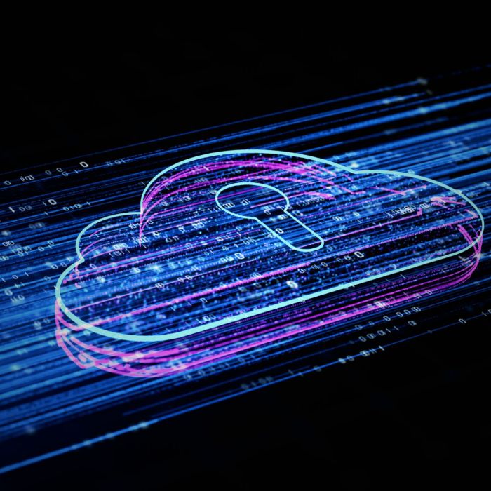 Digital cloud computing using artificial intelligence. Futuristic technology internet and big data 5g connection. Cybersecurity digital data background