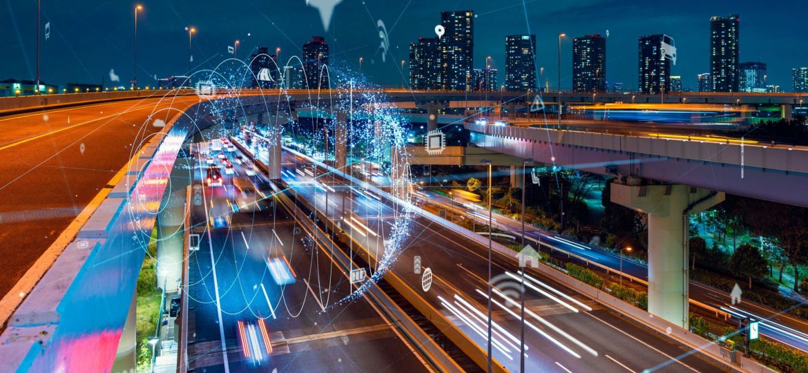 Transportation and technology concept. ITS (Intelligent Transport Systems). Mobility as a service.